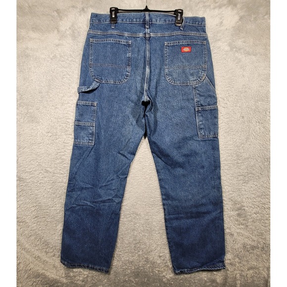 Dickies Double Knee Carpenter Jeans Mens 38x32 Blue Denim Workwear Pants - Picture 5 of 8